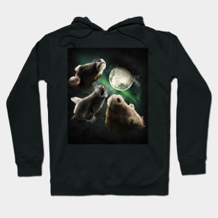 3 Cow Moon, Wolf Cows, Wolves Howling Hoodie